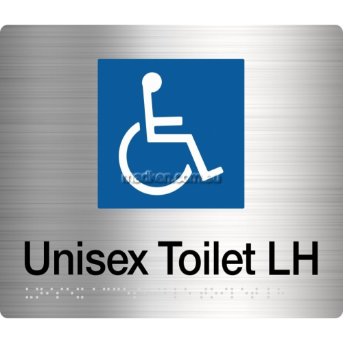 DTLH Accessible Toilet Left Hand Sign Braille