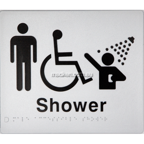 View MDS Male Accessible Shower Sign Braille details.