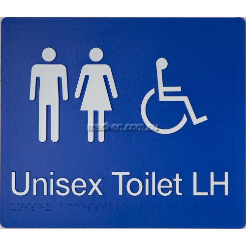 View MFDTLH Unisex Accessible Toilet Sign Left Hand Braille details.
