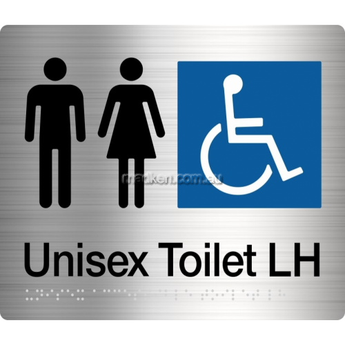 MFDTLH Unisex Disabled Toilet Sign Left Hand Braille