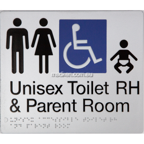 View MFDTPRH Unisex Accessible Toilet RH and Parent Room Sign Braille details.