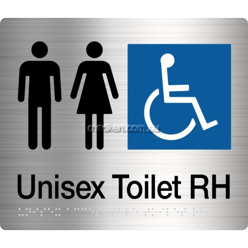 View MFDTRH Unisex Accessible Toilet Right Hand Sign Braille details.