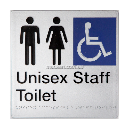View Unisex Accessible Staff Toilet Amenity Sign Braille details.