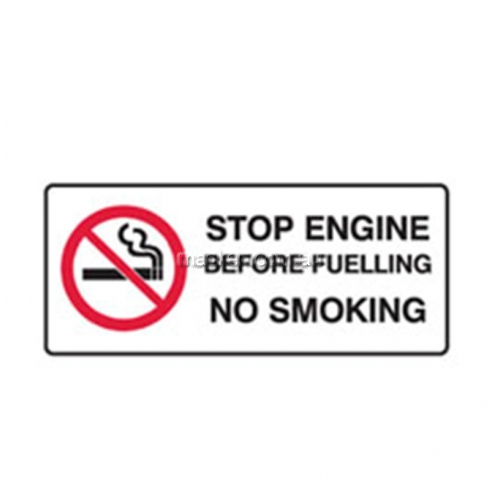 Stop Engine Before Fueling No Smoking Sign