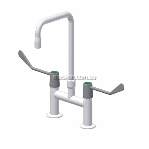 View Exposed hot and Cold Bench Mounted Laboratory Mixer Tap with Swivel Goose Neck Spout  details.