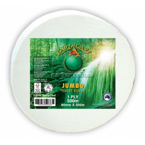 View 3/ECJ500 Earthcare Jumbo Toilet Rolls 500m details.