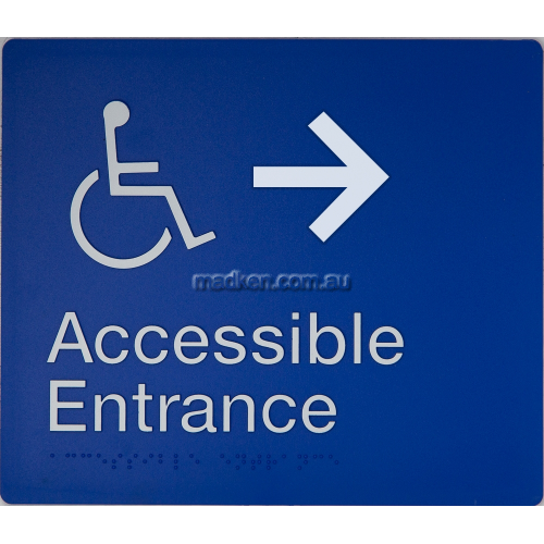 Accessible Entrance Right Hand Arrow Sign Braille