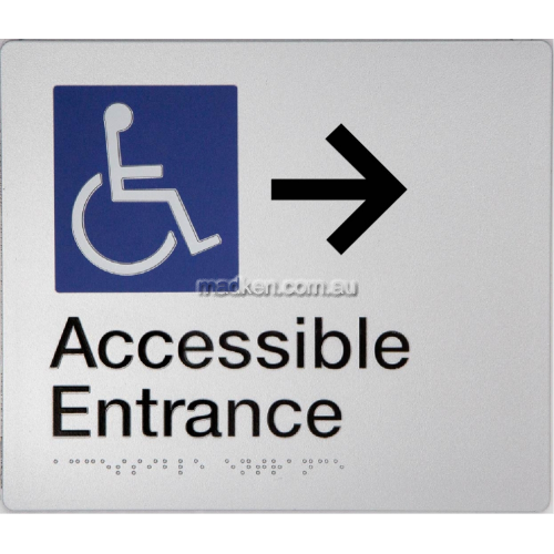 View Accessible Entrance Right Hand Arrow Sign Braille details.