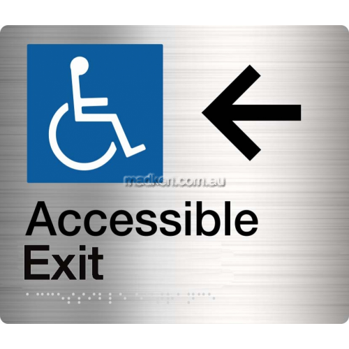 Accessible Exit Left Arrow Sign Braille