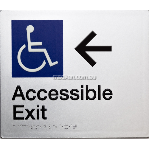 Accessible Exit Left Arrow Sign Braille