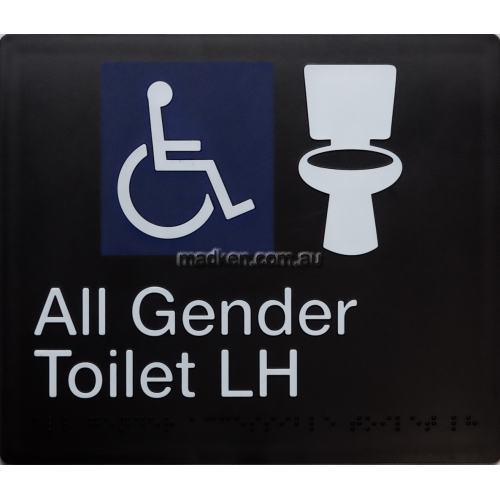 View All Gender Accessible Toilet LH Sign Braille details.