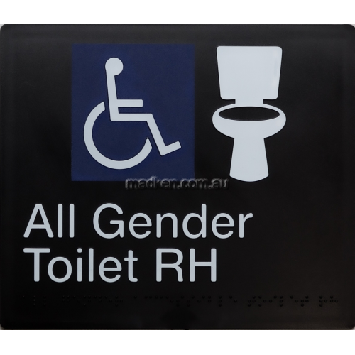 View All Gender Accessible Toilet RH Sign Braille details.