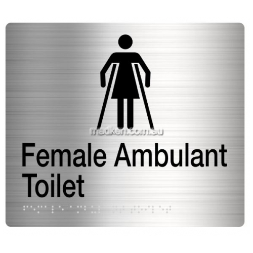 View FAT Female Ambulant Toilet Sign Braille details.