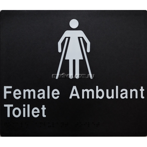 View FAT Female Ambulant Toilet Sign Braille details.