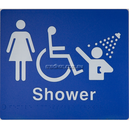 View FDS Female Accessible Shower Sign Braille details.