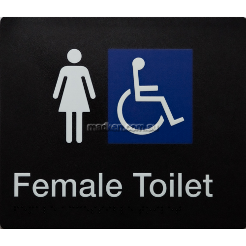 View FDT Female Accessible Toilet Sign Braille details.
