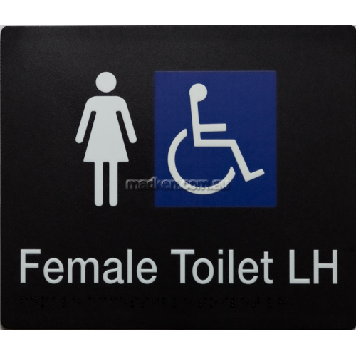 View FDTLH Female Accessible Toilet Left Hand Sign Braille details.