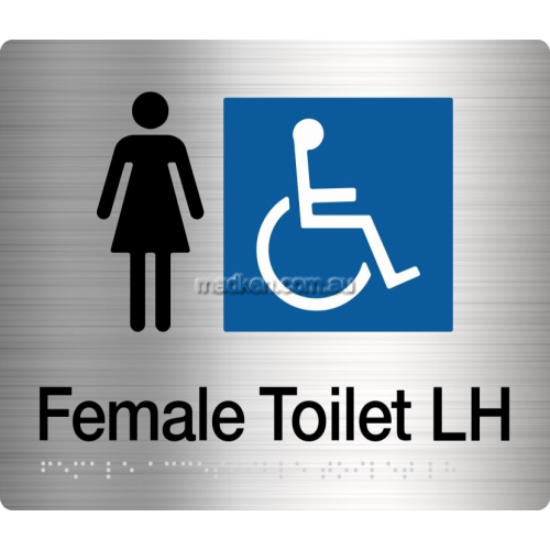 View FDTLH Female Accessible Toilet Left Hand Sign Braille details.