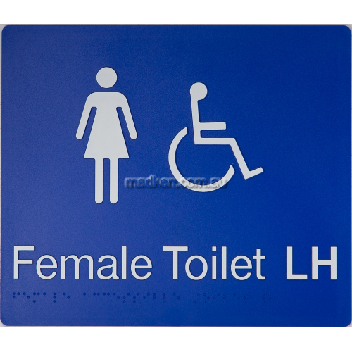 View FDTLH Female Accessible Toilet Left Hand Sign Braille details.