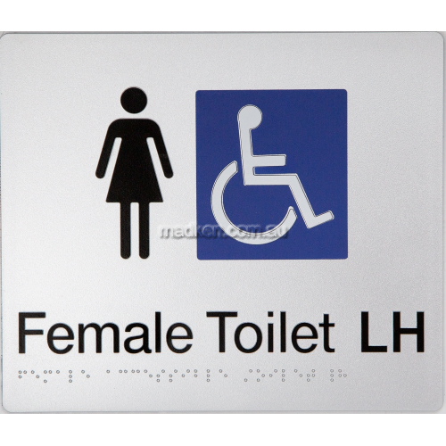 FDTLH Female Accessible Toilet Left Hand Sign Braille