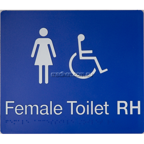 View FDTRH Female Accessible Toilet Right Hand Sign Braille details.