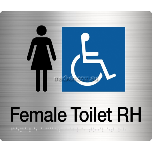 View FDTRH Female Accessible Toilet Right Hand Sign Braille details.