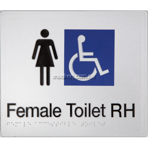 View FDTRH Female Accessible Toilet Right Hand Sign Braille details.