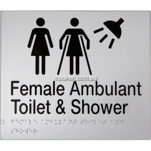 View FFATS Female Female Ambulant Toilet and Shower Sign Braille details.