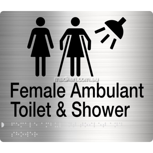 View FFATS Female Female Ambulant Toilet and Shower Sign Braille details.