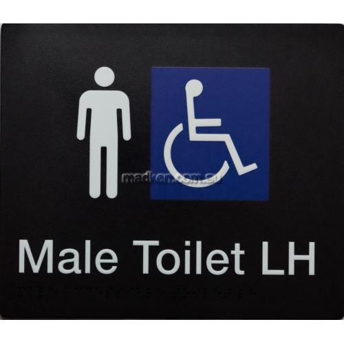 View MDTLH Male Accessible Toilet Left Hand Sign Braille details.
