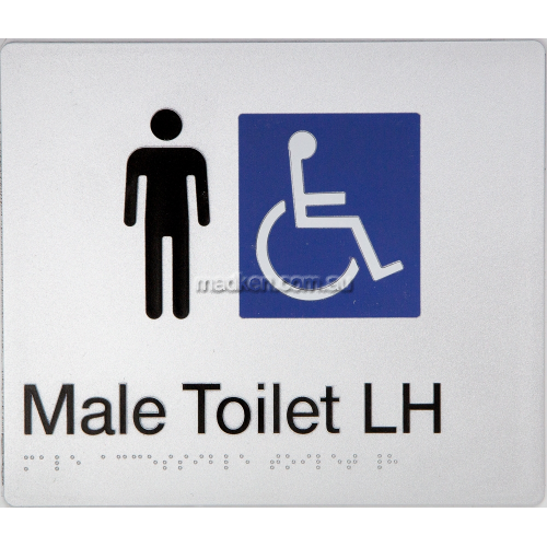 View MDTLH Male Accessible Toilet Left Hand Sign Braille details.