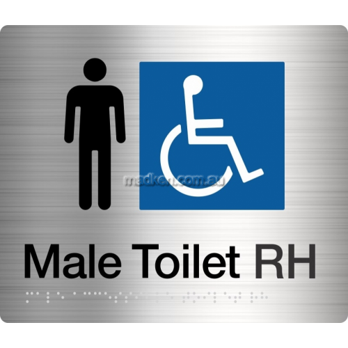 View MDTRH Male Accessible Toilet Right Hand Sign Braille details.