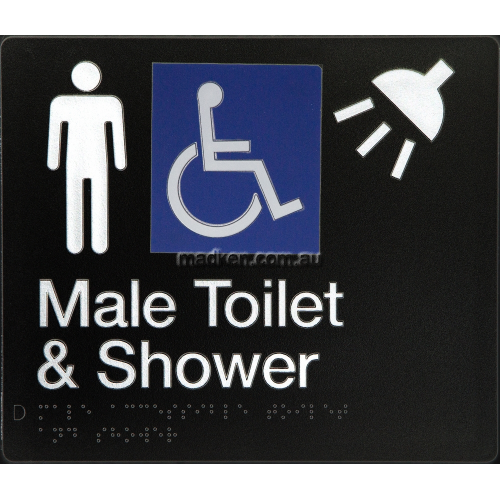 View MDTS Accessible Male Toilet and Shower Sign Braille details.