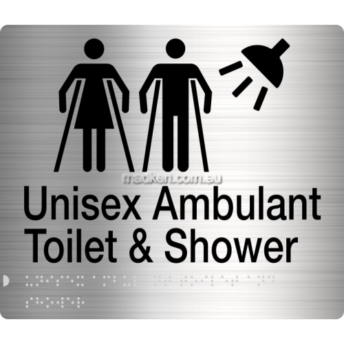 View MFATS Unisex Ambulant Toilet and Shower Sign Braille details.