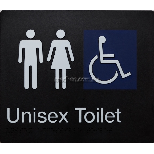 View MFDT Unisex Accessible Toilet Sign Braille details.