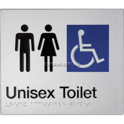 View MFDT Unisex Accessible Toilet Sign Braille details.