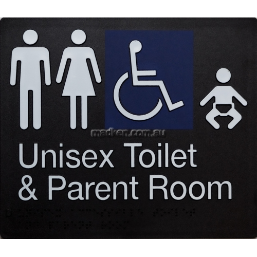 View MFDTP Unisex Accessible Toilet and Parent Room Sign Braille details.