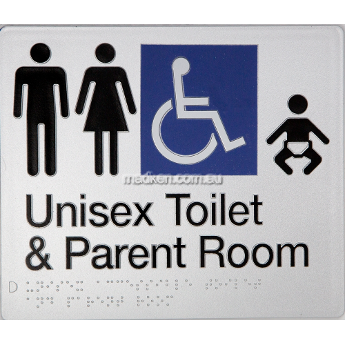 View MFDTP Unisex Accessible Toilet and Parent Room Sign Braille details.