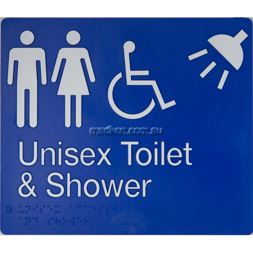 View MFDTS Accessible Unisex Toilet and Shower Sign Braille details.
