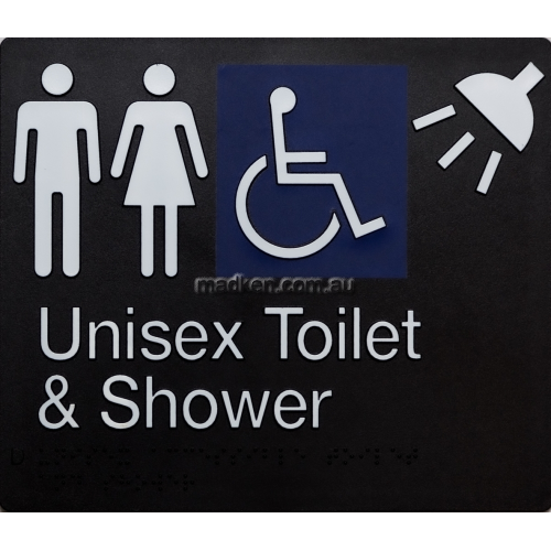 View MFDTS Accessible Unisex Toilet and Shower Sign Braille details.
