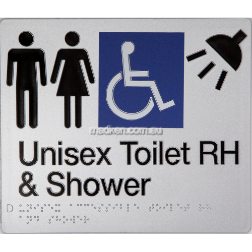 MFDTSRH Unisex Accessible Toilet Right Hand and Shower Sign Braille