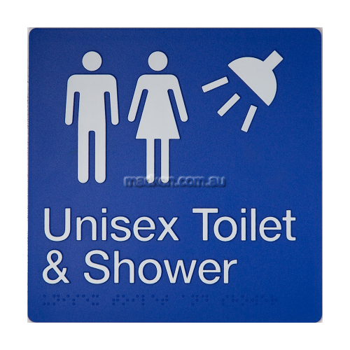 View MFTS Unisex Toilet and Shower Sign Braille details.