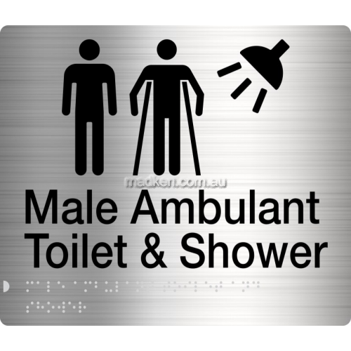 View MMATS Male Male Ambulant Toilet and Shower Sign Braille details.