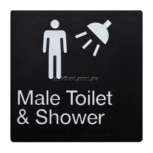 View MTS Male Toilet and Shower Sign Braille details.