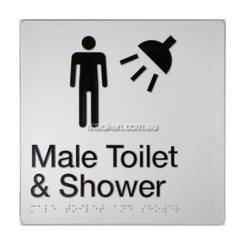 MTS Male Toilet and Shower Sign Braille