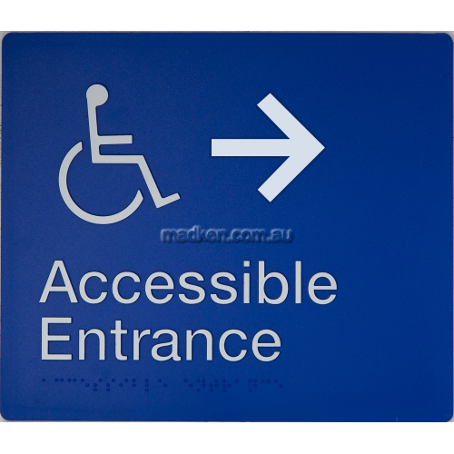 View Accessible Entrance Right Hand Arrow Sign Braille details.