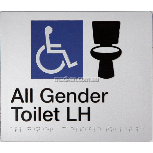 View All Gender Accessible Toilet LH Sign Braille details.