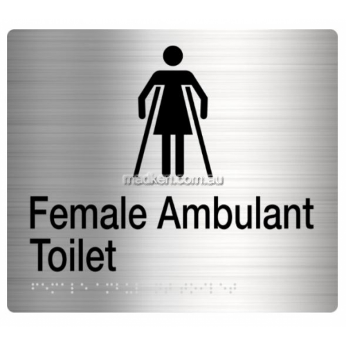 View FAT Female Ambulant Toilet Sign Braille details.