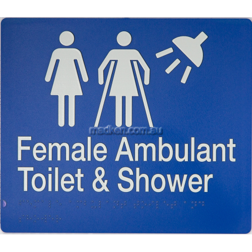 View FFATS Female, Female Ambulant Toilet and Shower Sign Braille details.