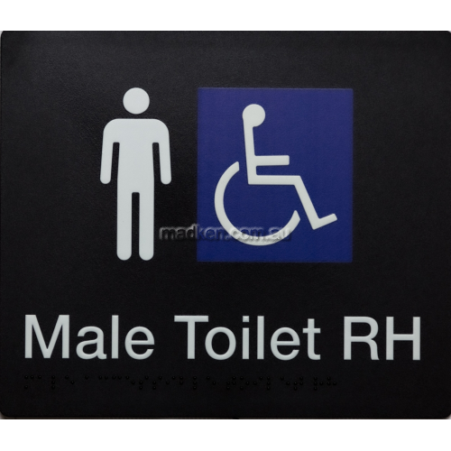 View MDTRH Male Accessible Toilet Right Hand Sign Braille details.